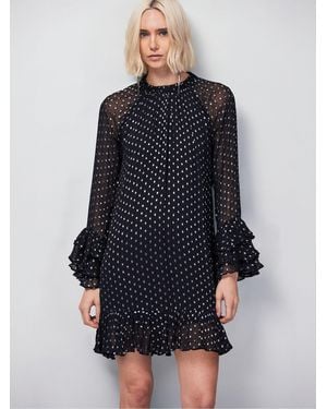 Ro & Zo Beatrix Foil Frill Sleeve Mini Dress - Blue