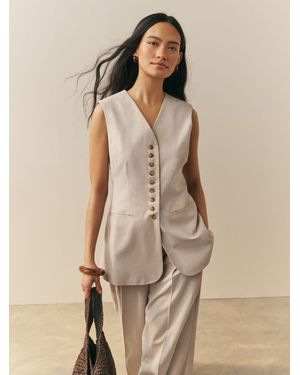 Nothing Ordinary Premium Longline Button Through Tailored Waistcoat - Natural
