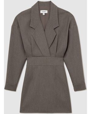 Reiss Notch-Lapel Tailored Mini Dress - Gray