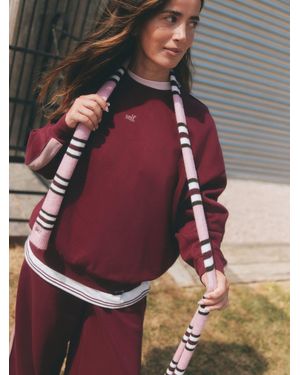 Self Burgundy Side Stripe Sweatshirt - Red