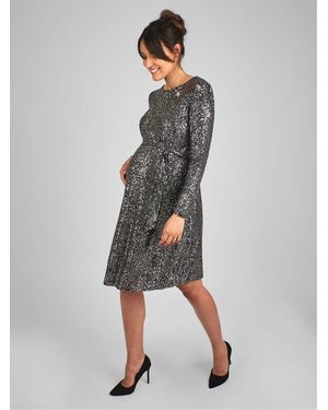 Jojo Maman Bébé Sequin Shift High Neck Maternity Mini Dress - Gray