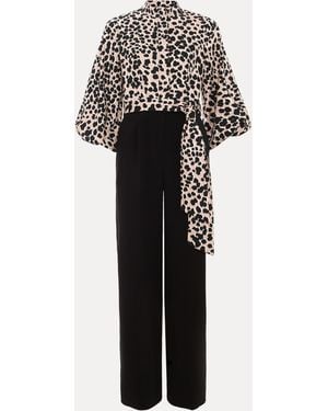 Phase Eight Petite Leopard Jumpsuit - Black