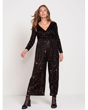 Seraphine Sequin Maternity Jumpsuit - Black