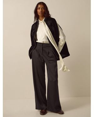 Monsoon Maisie Satin Wide Leg Pants Black - Natural