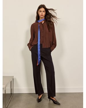 BHOEM Polka Dots Puffy Sleeves Shirt With Removable Scarf Detail - Natural