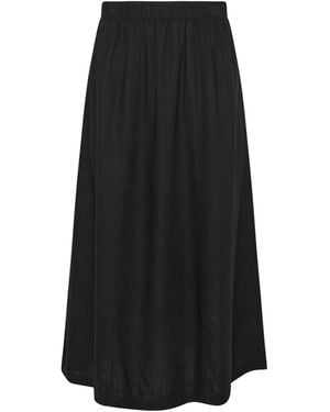 M Com Petite Linen Blend Maxi Skirt - Black