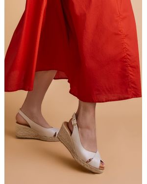 Jones Bootmaker Jones Bootmaker Off- Raquelle Leather Heeled Espadrilles - Red