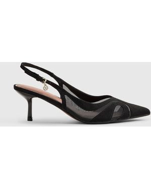 River Island Mesh Slingback Heeled Court Shoes - White