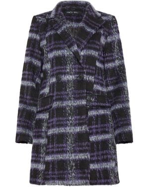 M Com Check Open Front Coat - Blue