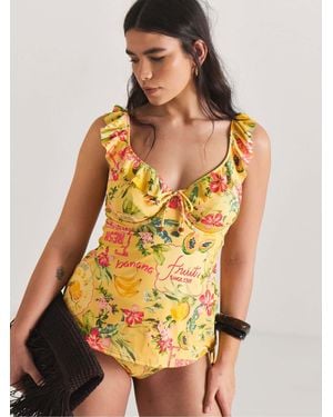Figleaves Frill Tankini Top - Yellow