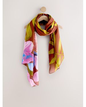 Next Rust Tropical Print Lightweight Scarf - Pink