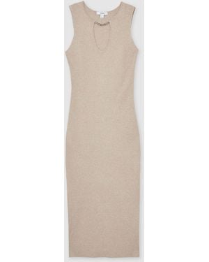 Reiss Nola Chain-Detail Sleeveless Knitted Dress - White