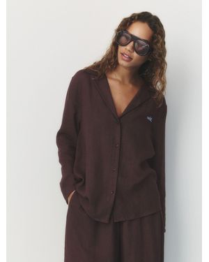 Self Beach Shirt With Linen - Multicolour