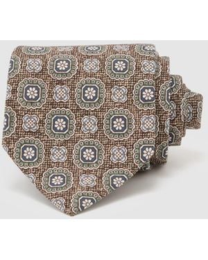 Reiss Dark Alessio Silk Floral-Medallion Print Tie - White