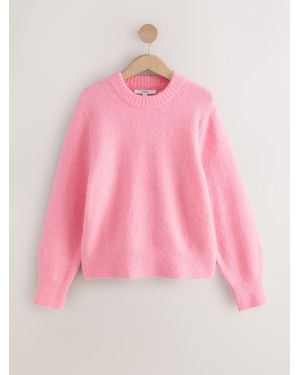 Next Long Sleeve Crew Neck Knitted Sweater With Wool - Pink