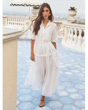 Lipsy Gauze Midi Shirt Dress - White