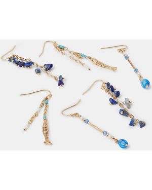 Accessorize Delicate Stone Drop Earrings 3 Pack - Blue