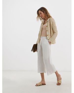 JD Williams Linen Mix Wide Leg Culottes - Natural