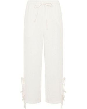 PixieGirl Petite Pixiegirl Cheesecloth Tie Side Wide Leg Pants - White