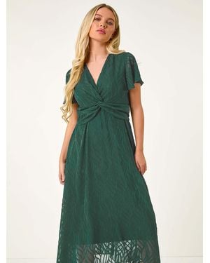 Roman Petite Front Twist Maxi Dress - Green