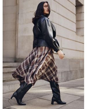 Simply Be Check Belted Asymetric Midaxi Skirt - Brown