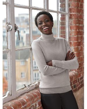 Pure Collection Cashmere Roll Neck Long Sleeve Jumper - Grey