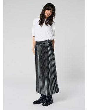 ONLY Metallic Pleated Midi Skirt - White