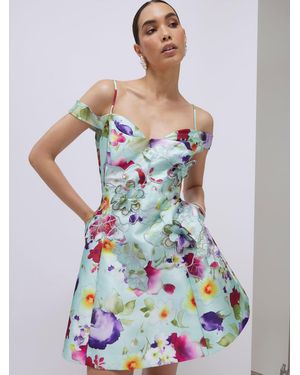 River Island Strappy 3D Floral Beaded Mini Dress - White
