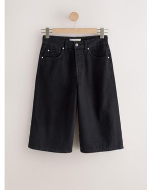 Next Knee Length Denim Jort Shorts - Black