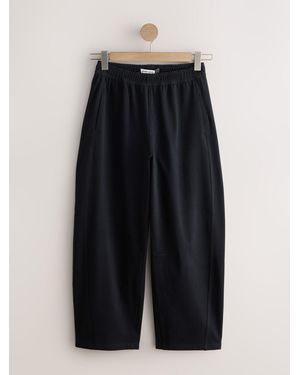 Next Barrel Leg Denim Jersey Pants - Blue