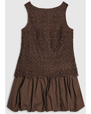 River Island Petite Crochet Hybrid Mini Dress - Brown