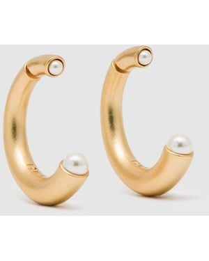 Reiss Anais - Gold Tone Anais Faux-pearl Reverse Hoop Earrings, One - Metallic
