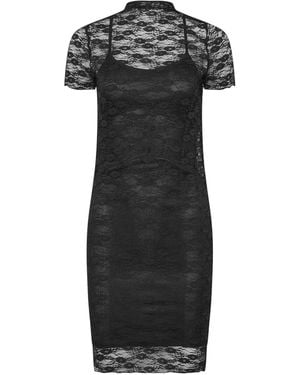 PixieGirl Petite Lace Short Sleeve Dress - Black