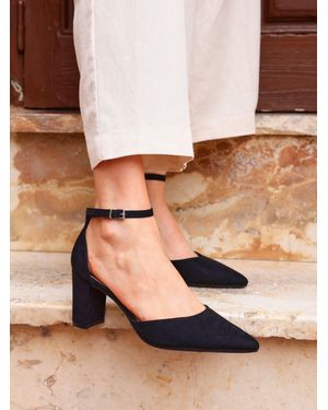 Linzi Leona Closed Back Court Block Heels - Brown