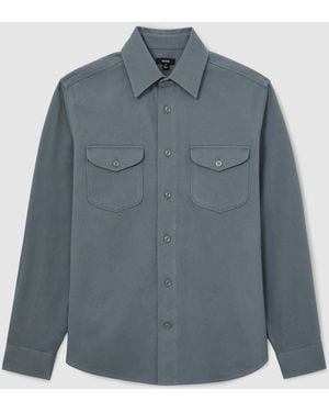 Reiss Astra Cotton-Twill Twin-Pocket Regular-Fit Shirt - Blue