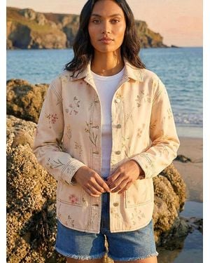 Roman Floral Denim Jacket - Blue