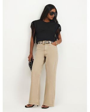 River Island Petite High Rise Straight Leg Jeans - Natural