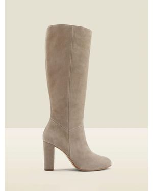Sosandar Blake Suede Zip Knee High Boots - Natural