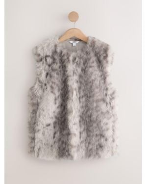 Next Animal Print Faux Fur Gilet - Natural