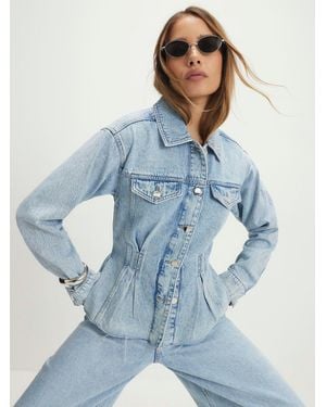 River Island Cinched Waisted Denim Jacket - Blue