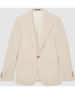 Reiss Stone Belmont Sb Tailored Fit Single-Breasted Textured Suit Blazer Tailored-Fit With Wool - Natural