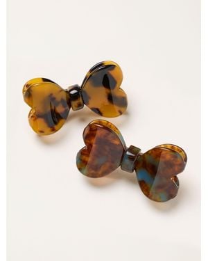 FatFace Fatface 2 Pack Bow Resin Hair Slides - Brown