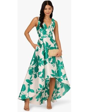 Adrianna Papell High Low Print Mikado Dress - Blue