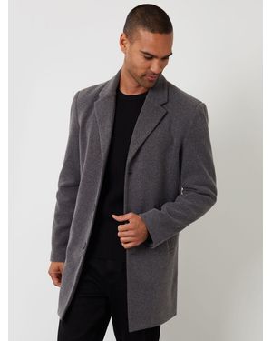 Threadbare Faux Wool Overcoat - Gray
