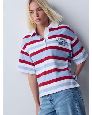 Next Short Sleeve Striped Rugby Polo Shirt - Blue