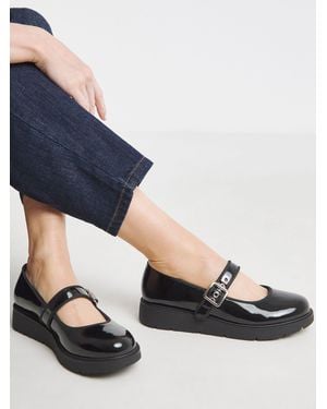 Simply Be Extra Wide Fit Chunky Mary Jane Shoes - Blue