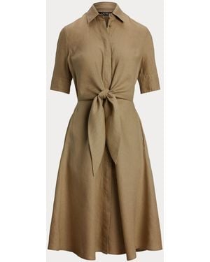 Ralph Lauren Wakana 100% Linen Belted Shirt Dress - Natural