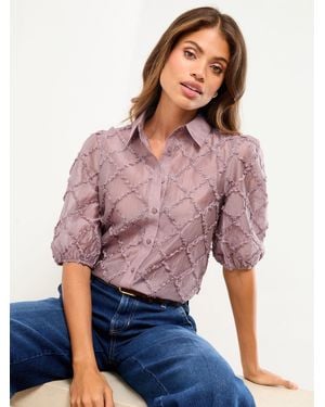 Lipsy 3D Fabric Puff Sleeve Shirt - Purple