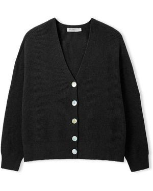 Celtic & Co. Studio Slouchy Ribbed V-Neck Cardigan - Black