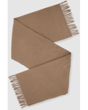Reiss Camel Picton Wool And Cashmere Scarf - Natural